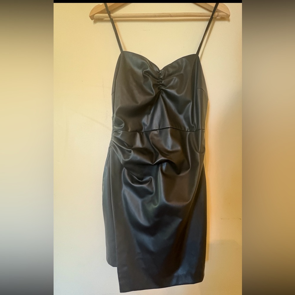 Zara Black Vegan Leather Dress with Straps